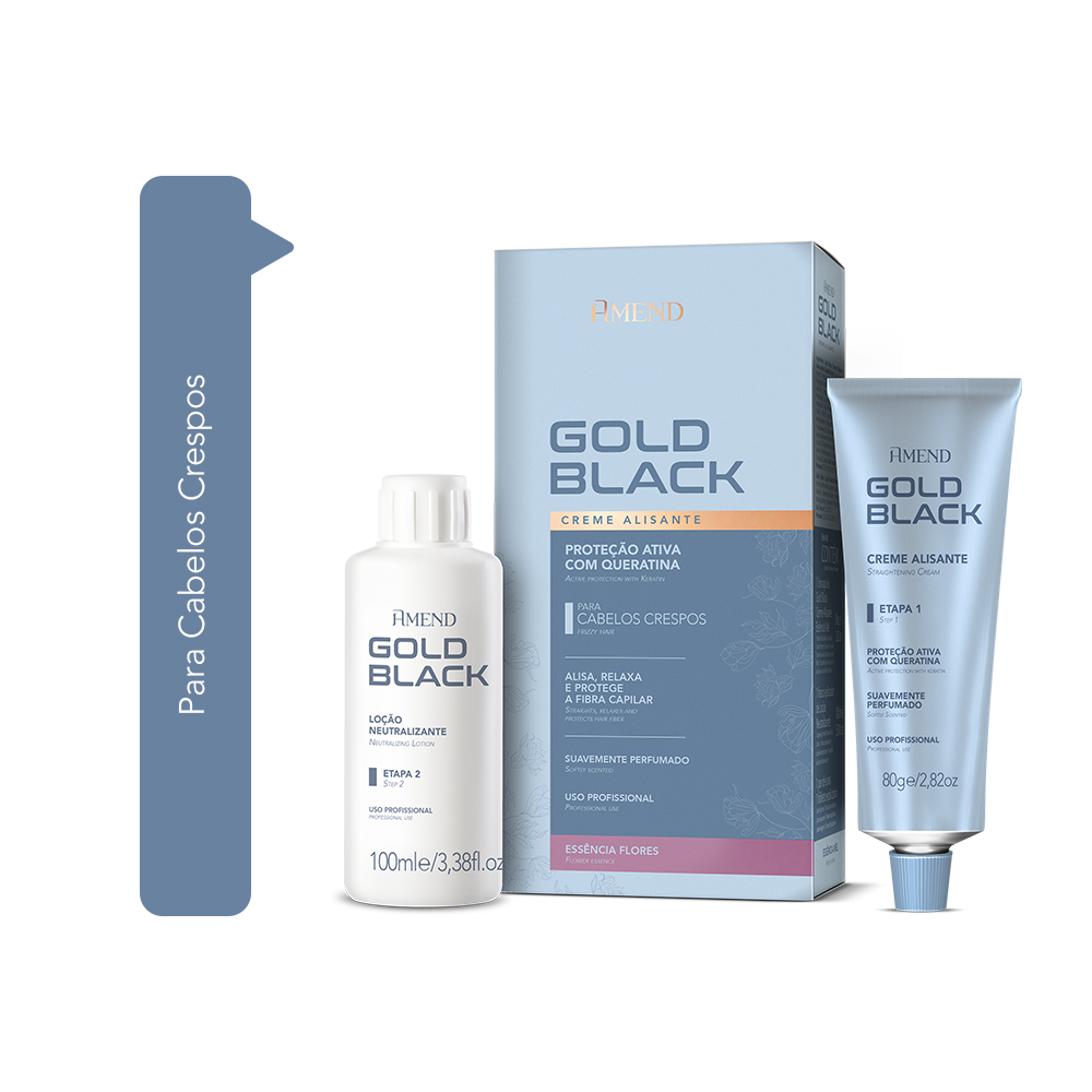 Kit Creme Alisante Amend Gold Black Flores